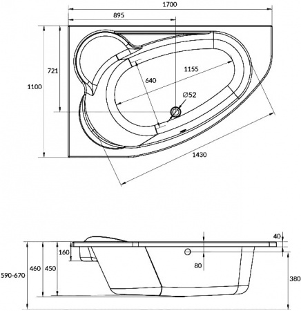   Cersanit Kaliope P-WA-KALIOPE*170-RN 170x110  + -