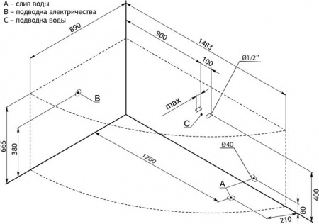 ��������� ����� Aquanet Maldiva 00205519 150x90 L � ��������