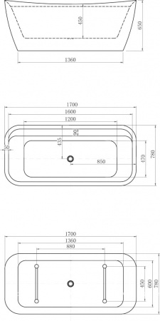 Акриловая ванна Allen Brau Infinity 2 170x78, белая Акриловая ванна Allen Brau Infinity 2 170x78, белая