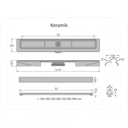 Душевой лоток Berges B1 Keramik 800 матовый хром 090119 Душевой лоток Berges B1 Keramik 800 матовый хром 090119
