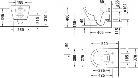 �������� ������ ��������� Duravit D-Neo 2577090000 + ������-������� � ����������� + ������������ TECE TECEprofil Uni 2.0 9300302 + ������ �����