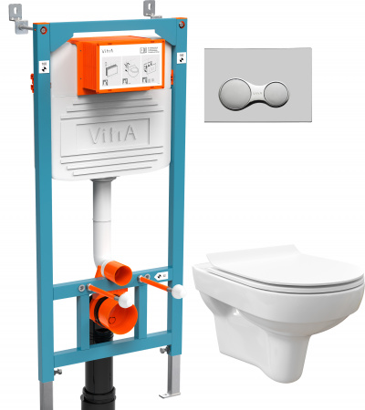 Комплект Унитаз подвесной STWORKI Хельсинки Clean On DPL EO slim 63429 безободковый + Инсталляциия VitrA 800-2010 с кнопкой смыва, хром Комплект Унитаз подвесной STWORKI Хельсинки Clean On DPL EO slim 63429 безободковый + Инсталляциия VitrA 800-2010 с кнопкой смыва, хром