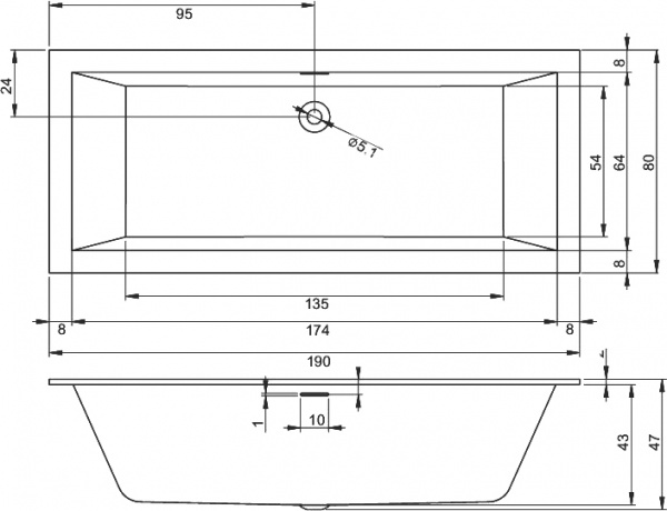  Riho Rething Cubic BD9500500000000 R, 190x80
