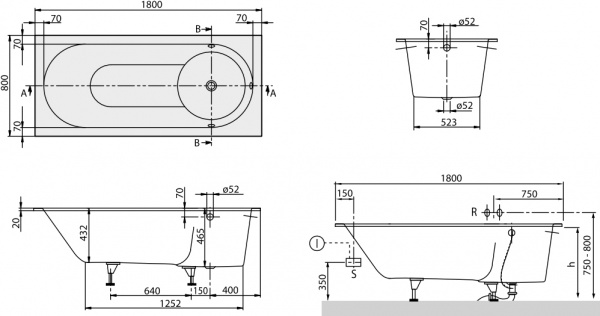   Villeroy & Boch Libra UBQ180LIB2V-01 180x80 alpin
