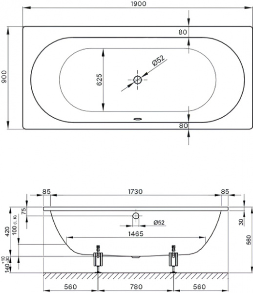   Bette Starlet 1830-000 PLUS 190x90   