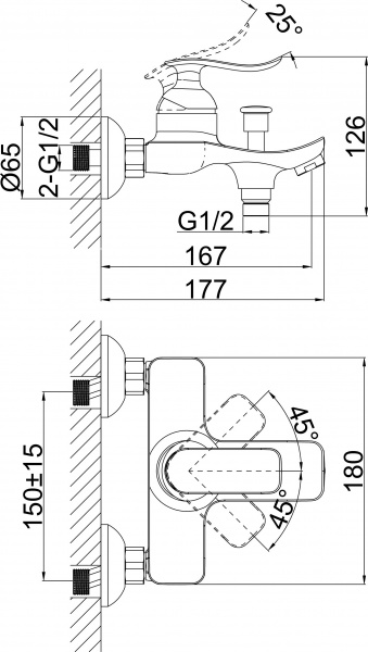 Смеситель D&K Liszt Bayern DA1233201 для ванны с душем