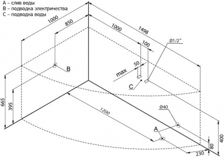 ��������� ����� Aquanet Mayorca 00205403 150x100 L � ��������