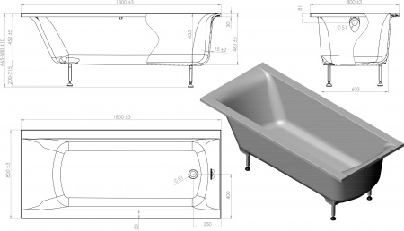 Ванна из искусственного камня Астра-Форм Нью-Форм 180x80 Ванна из искусственного камня Астра-Форм Нью-Форм 180x80