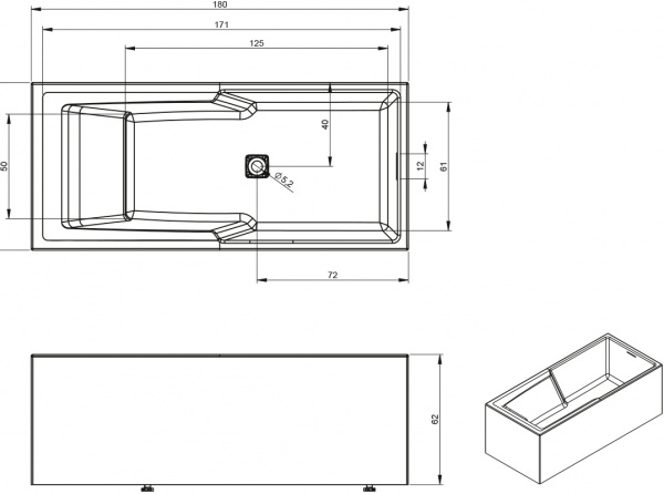   Riho Still Shower Elite 180x80, L