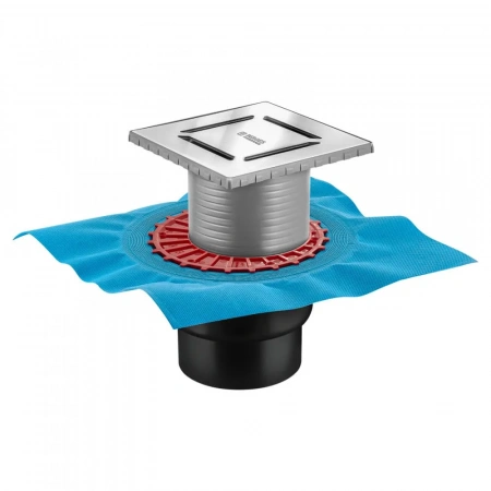 Трап водосток ZENTRUM Norma 150х150 нержавеющая сталь , решетка матовый хром 090463 Трап водосток ZENTRUM Norma 150х150 нержавеющая сталь , решетка матовый хром 090463