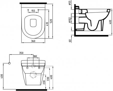 ��������  ������ ��������� Bien Orion + ������� ����������� ��� �������� Geberit Duofix ���������� 458.125.21.1 4 � 1 � ������� �����, ����