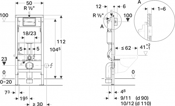    VitrA Valarte 7805B003-0075 + -   +  Geberit Duofix 458.133.21.1   , 