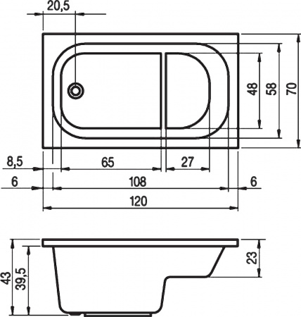 Акриловая ванна Riho Petit 120x70 Акриловая ванна Riho Petit 120x70
