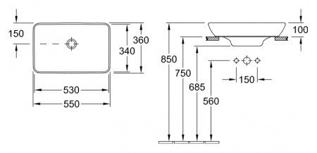 Раковина Villeroy & Boch Venticello 4113 55R1 alpin Раковина Villeroy & Boch Venticello 4113 55R1 alpin