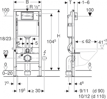 ��������  ������ ��������� Duravit DuraStyle 45620900A1 + ������� ����������� Geberit Duofix 458.133.21.1 � ������� ����� + ������������� ���