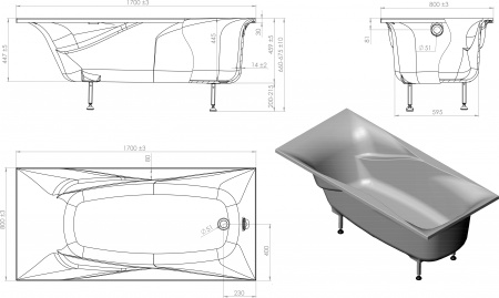 Ванна из искусственного камня Астра-Форм Вега Люкс 170x80 Ванна из искусственного камня Астра-Форм Вега Люкс 170x80