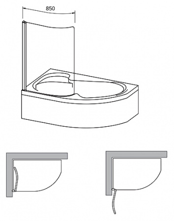 ������ �� ����� Ravak Rosa CVSK1 140/150 L Transparent, ������� �����