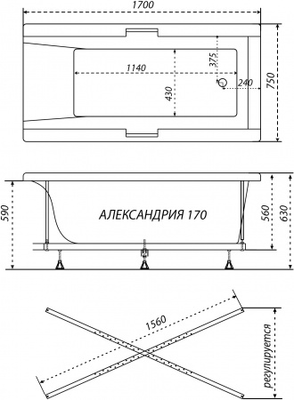 Акриловая ванна Triton Александрия 170x75 Акриловая ванна Triton Александрия 170x75