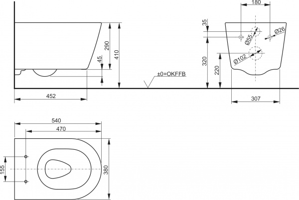    Toto RP CW552Y   + -   +  Geberit Duofix Delta 458.124.21.1 3  1   