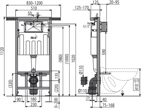 �������� ������ ��������� Duravit Happy D.2 �������� ������� + ������� ����������� ��� �������� AlcaPlast Jadromodul AM102/1120 � ������� � �������������