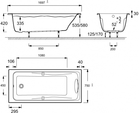   Jacob Delafon Odeon up 170x75 + -