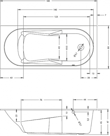 Акриловая ванна Riho Bathtubs Lazy 180х80 R Акриловая ванна Riho Bathtubs Lazy 180х80 R