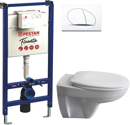 Комплект  Унитаз подвесной Pestan Fluenta Basic 40006460 + Система инсталляции для унитазов Pestan Fluenta 40006356 + Кнопка смыва Pestan Fluenta Play Комплект  Унитаз подвесной Pestan Fluenta Basic 40006460 + Система инсталляции для унитазов Pestan Fluenta 40006356 + Кнопка смыва Pestan Fluenta Play