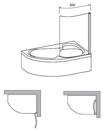 ������ �� ����� Ravak Rosa CVSK1 140/150 R Transparent, ������� �����