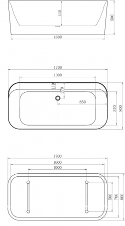 Акриловая ванна Allen Brau Infinity 1 170x80, белая Акриловая ванна Allen Brau Infinity 1 170x80, белая