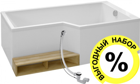 Акриловая ванна Jacob Delafon Bain-Douche Neo 170x90 R + слив-перелив Акриловая ванна Jacob Delafon Bain-Douche Neo 170x90 R + слив-перелив