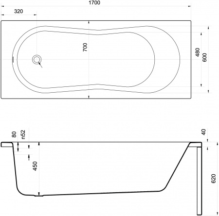   Cersanit Nike 170x70   + -