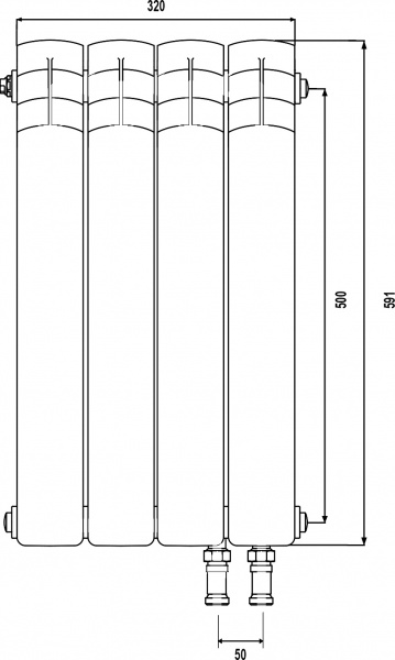   Royal Thermo Piano Forte 500 VDR bianco traffico, 4 , 