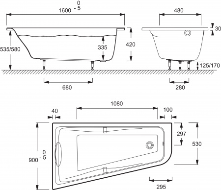   Jacob Delafon Odeon Up 160x90 L + -