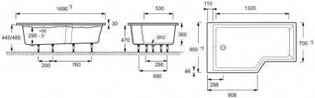   Jacob Delafon Bain-Douche Neo 170x90 L + -