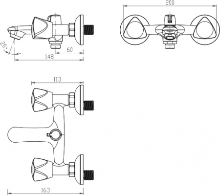 Смеситель Milardo Sardinia SARSBC0M02 для ванны с душем