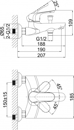 Смеситель D&K Wurzburg Bayern DA1113201 для ванны с душем
