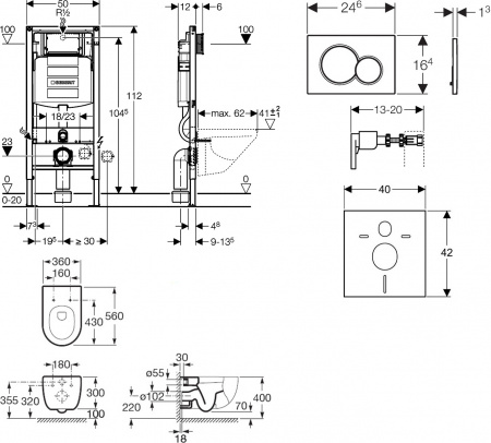 ��������  ������� ����������� ��� �������� Geberit Duofix UP320 111.300.00.5 + ���� ��� ������� ���������� Roca Meridian 346247000 + ������ ����� Gebe