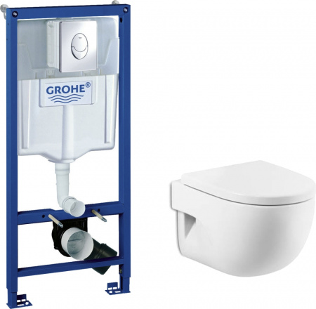 Комплект  Система инсталляции для унитазов Grohe Rapid SL 38721001 3 в 1 с кнопкой смыва + Чаша для унитаза подвесного Roca Meridian 346248000 укороче Комплект  Система инсталляции для унитазов Grohe Rapid SL 38721001 3 в 1 с кнопкой смыва + Чаша для унитаза подвесного Roca Meridian 346248000 укороче