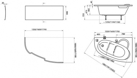   Ravak Asymmetric 150x100 L  