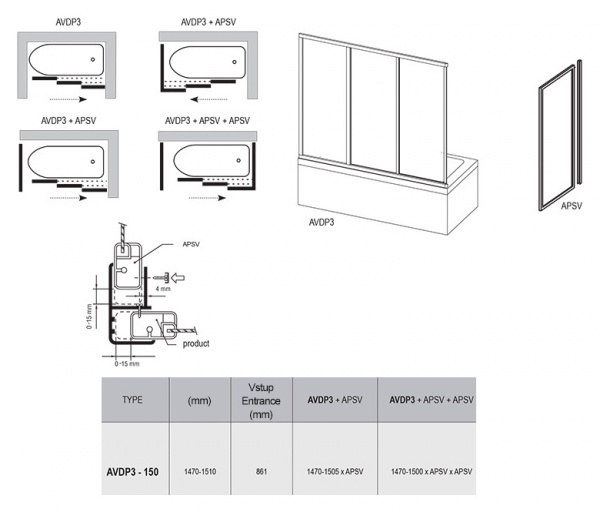 ������ �� ����� Ravak AVDP3-150 Grape