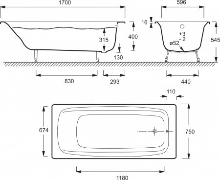   Jacob Delafon Diapason E2937-S-00 170x75,   +   -