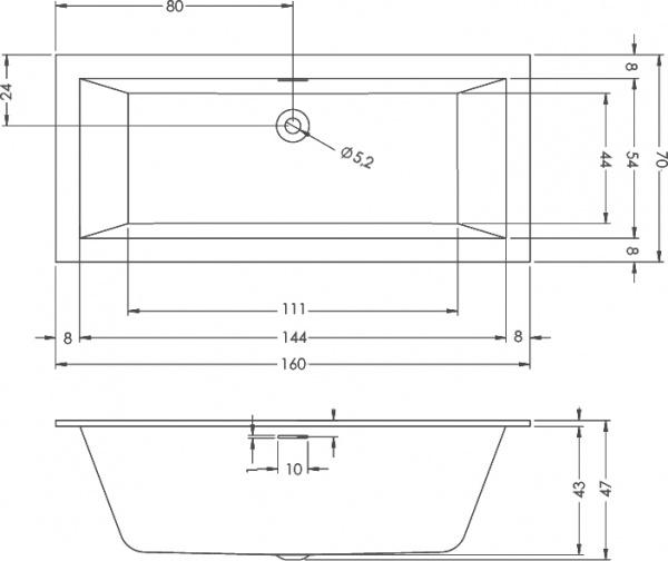   Riho Rething Cubic BD8700500000000 R, 160x70