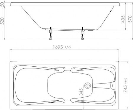 Акриловая ванна Triton Стандарт 170x75 Акриловая ванна Triton Стандарт 170x75