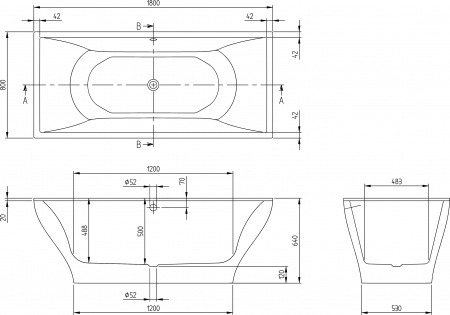   Villeroy & Boch La belle UBQ180LAB2PDV-01 180x80,  