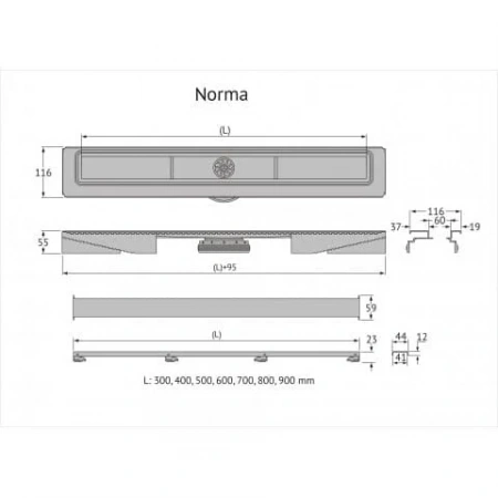 Душевой лоток Berges  C1 Norma 900 нержавеющая сталь , решетка матовый хром 090140 Душевой лоток Berges  C1 Norma 900 нержавеющая сталь , решетка матовый хром 090140