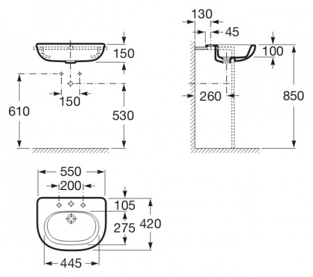 Раковина Roca Meridian 32724S000 (55 см) Раковина Roca Meridian 32724S000 (55 см)