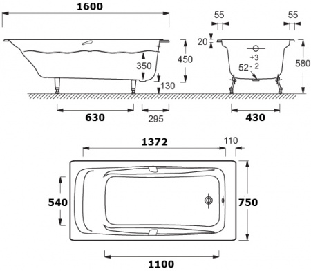   Jacob Delafon Repos 160x75,   +   -