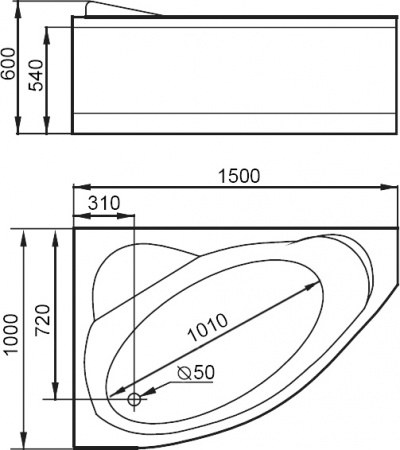 Акриловая ванна Gemy G9009 B L 150x100 Акриловая ванна Gemy G9009 B L 150x100