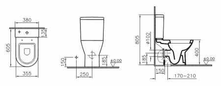 Унитаз-компакт VitrA Diana 9816B003-7200  Унитаз-компакт VitrA Diana 9816B003-7200