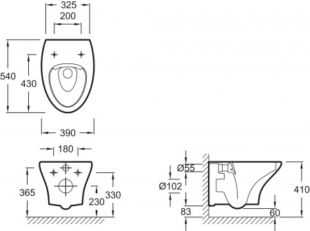    Jacob Delafon Nouvelle Vague EDJ102-00 + -   +  Ideal Standard ProSys Eco Frame 2.0 R0464AC   
